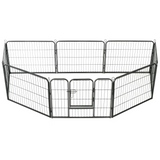 vidaXL Dog Playpen 8 Panels Steel 31.5"x23.6" Black