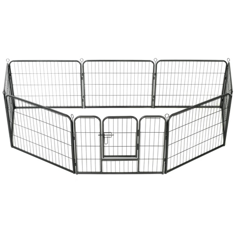 vidaXL Dog Playpen 8 Panels Steel 31.5"x23.6" Black