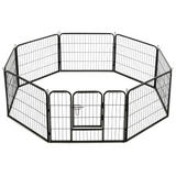 vidaXL Dog Playpen 8 Panels Steel 31.5"x23.6" Black