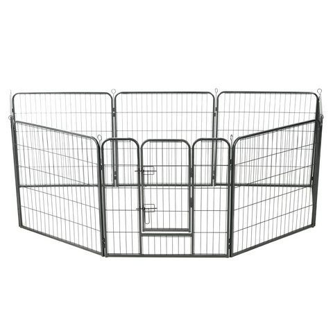 vidaXL Dog Playpen 8 Panels Steel 31.5"x31.5" Black - Secure and Versatile Dog Enclosure