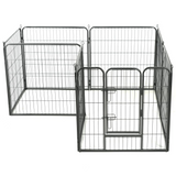 vidaXL Dog Playpen 8 Panels Steel 31.5"x31.5" Black - Secure and Versatile Dog Enclosure