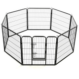 vidaXL Dog Playpen 8 Panels Steel 31.5"x31.5" Black - Secure and Versatile Dog Enclosure