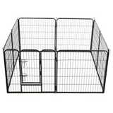 vidaXL Dog Playpen 8 Panels Steel 31.5"x31.5" Black - Secure and Versatile Dog Enclosure