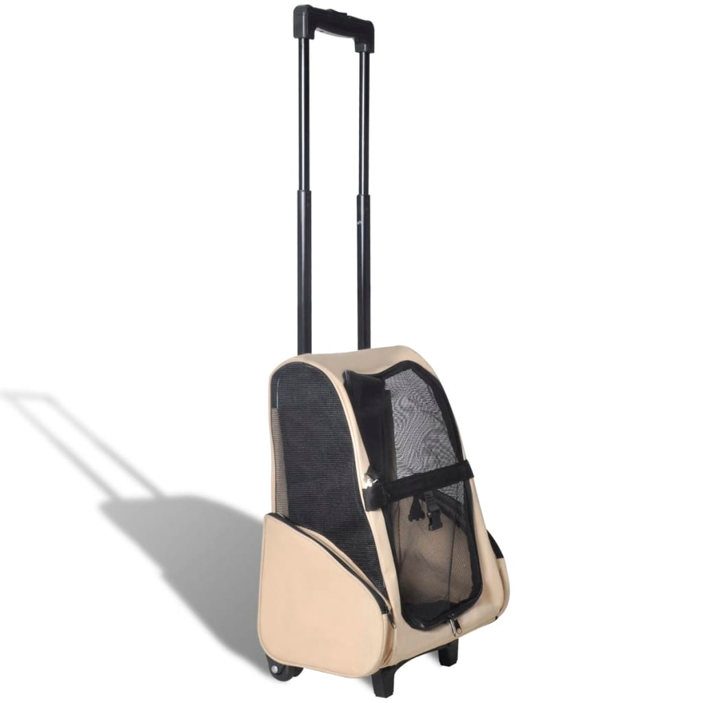 vidaXL Foldable Multipurpose Pet Trolley Beige - Lightweight and Ventilated