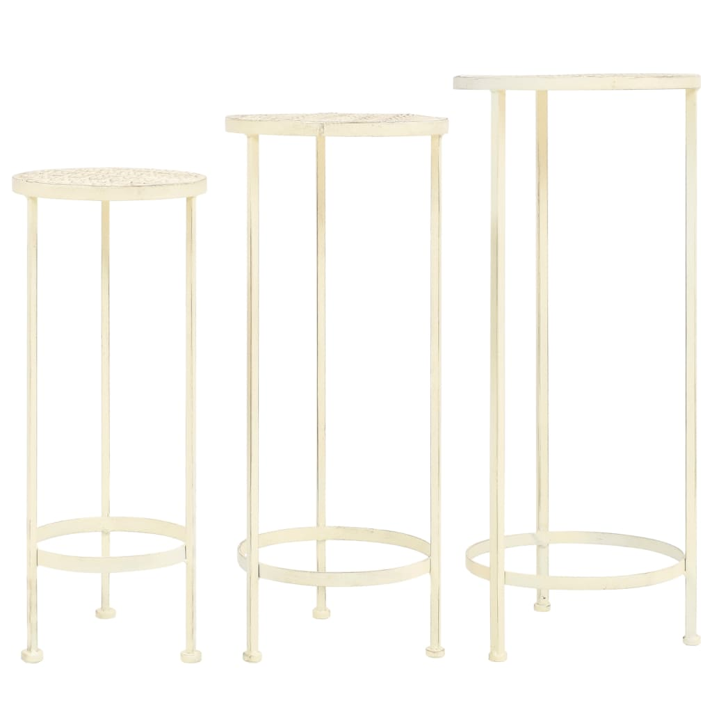 vidaXL Plant Stand Set - 3 Pieces Vintage Style Metal Antique White