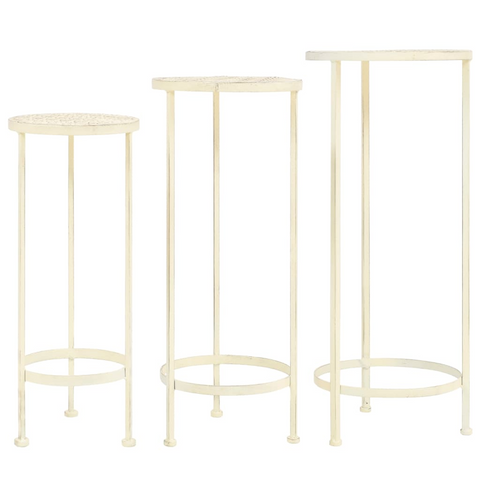 vidaXL Plant Stand Set - 3 Pieces Vintage Style Metal Antique White