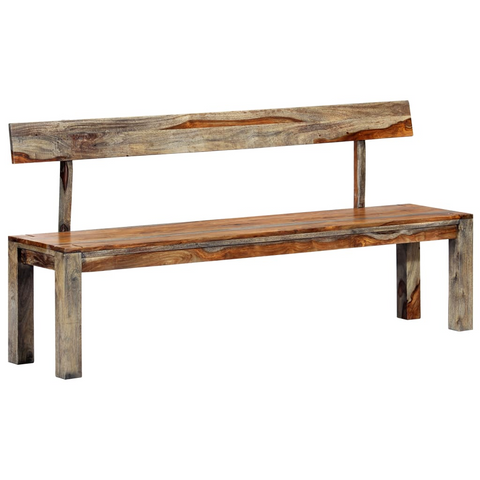 vidaXL Bench 63" Gray Solid Sheesham Wood - Stylish and Durable