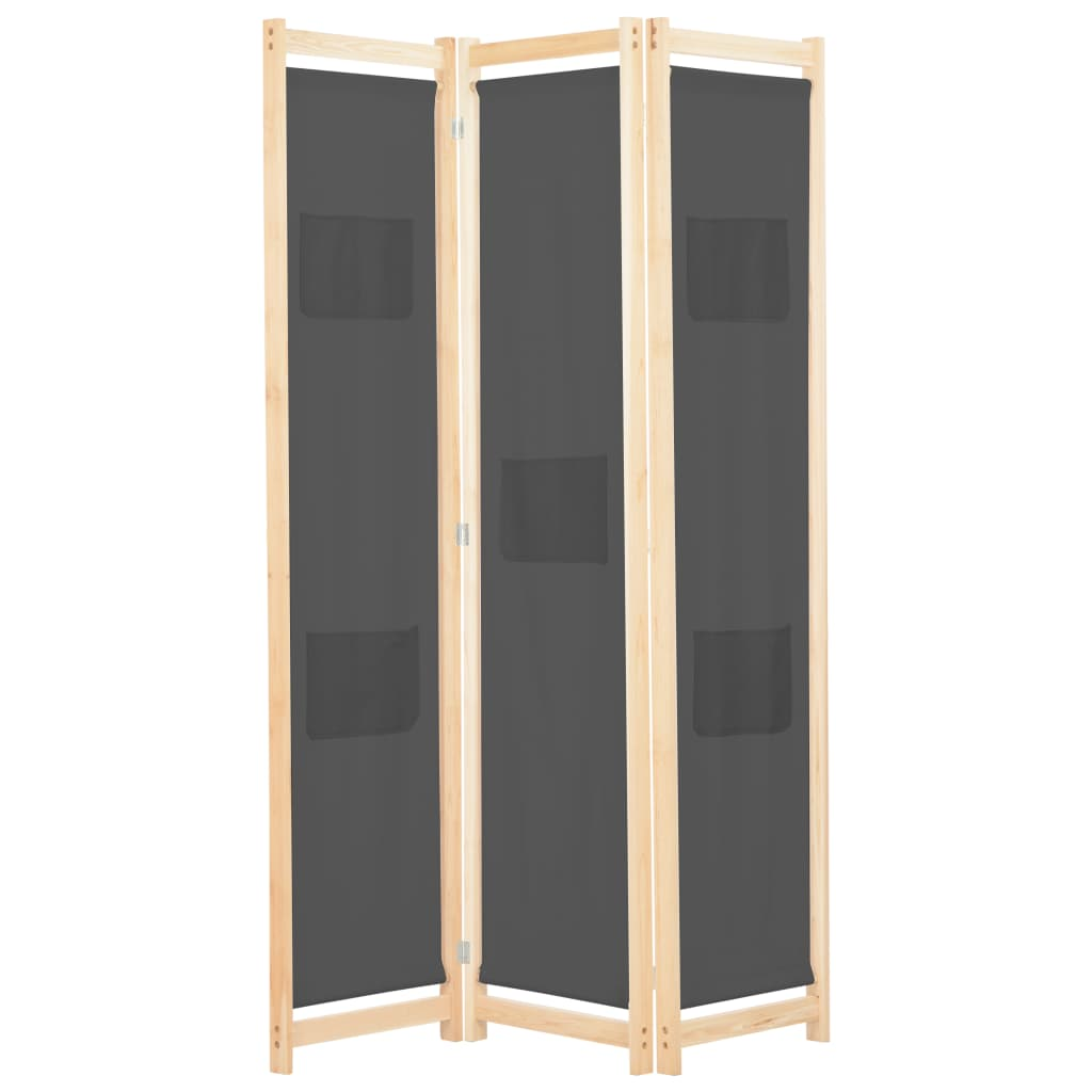 vidaXL 3-Panel Room Divider Gray 47.2"x66.9"x1.6" Fabric - Stylish and Versatile | Free Standing | Privacy Screen