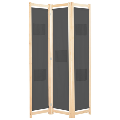 vidaXL 3-Panel Room Divider Gray 47.2"x66.9"x1.6" Fabric - Stylish and Versatile | Free Standing | Privacy Screen