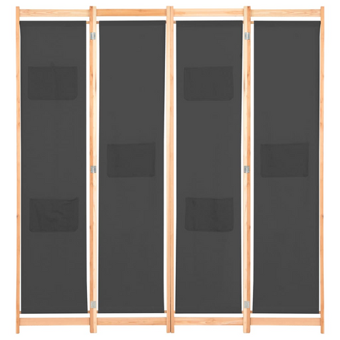 vidaXL 4-Panel Room Divider Gray 62.9"x66.9"x1.6" Fabric