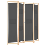 vidaXL 4-Panel Room Divider Gray 62.9"x66.9"x1.6" Fabric