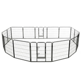 vidaXL Dog Playpen 16 Panels Steel 31.5"x31.5" Black