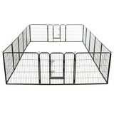 vidaXL Dog Playpen 16 Panels Steel 31.5"x31.5" Black