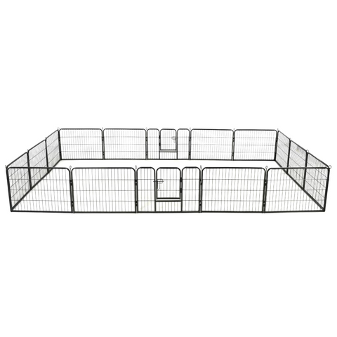 vidaXL Dog Playpen 16 Panels - Steel, Black - 31.5"x23.6"