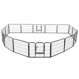 vidaXL Dog Playpen 16 Panels - Steel, Black - 31.5"x23.6"