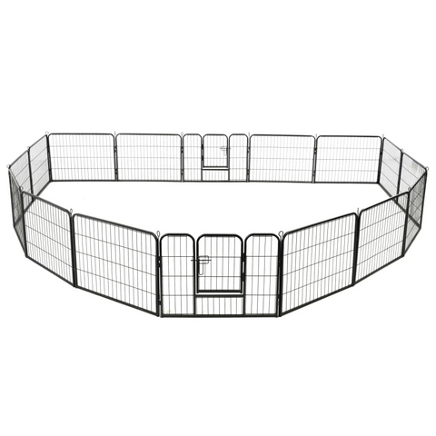 vidaXL Dog Playpen 16 Panels - Steel, Black - 31.5"x23.6"