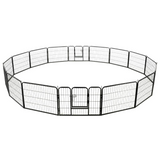 vidaXL Dog Playpen 16 Panels - Steel, Black - 31.5"x23.6"