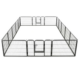 vidaXL Dog Playpen 16 Panels - Steel, Black - 31.5"x23.6"