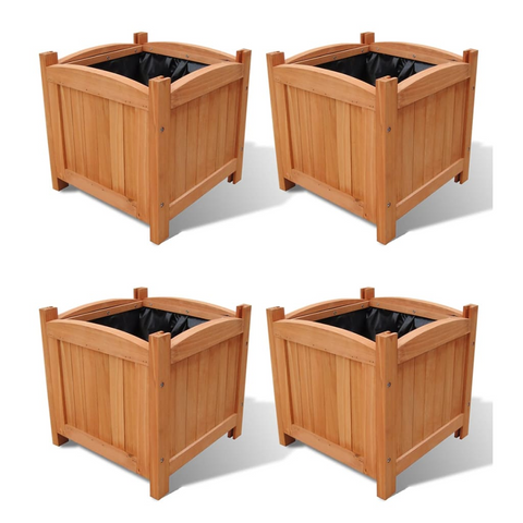 vidaXL Raised Beds 4 pcs 11.8"x11.8"x11.8" - Durable Weather-Resistant Solid Wood Planters