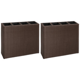 vidaXL Garden Raised Bed with 4 Pots - Poly Rattan Brown | Outdoor Planter Set