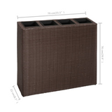 vidaXL Garden Raised Bed with 4 Pots - Poly Rattan Brown | Outdoor Planter Set