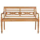 vidaXL Batavia Bench with Gray Cushion 47.2" Solid Teak Wood - Rustic Charm for Your Garden or Patio