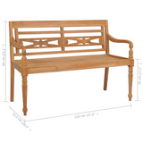 vidaXL Batavia Bench with Gray Cushion 47.2" Solid Teak Wood - Rustic Charm for Your Garden or Patio