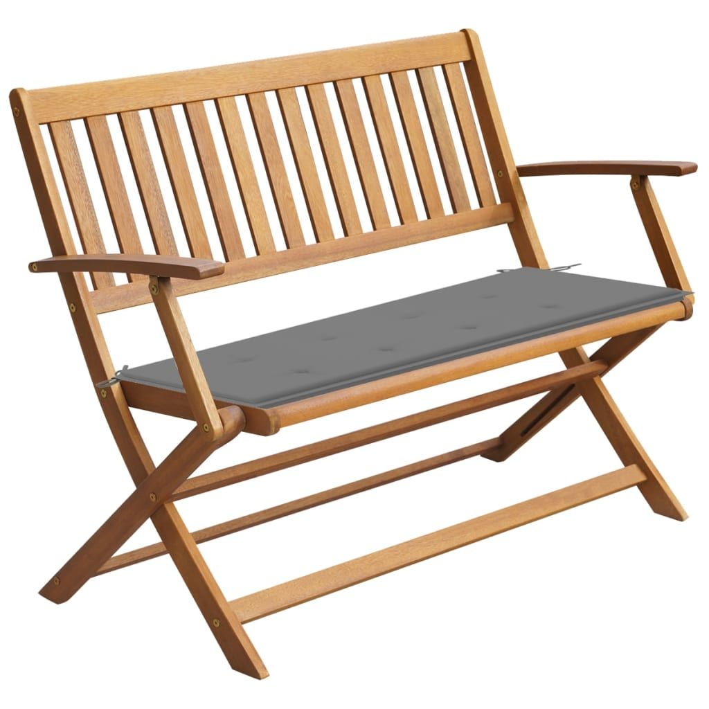 vidaXL Patio Bench with Cushion 47.2" Solid Acacia Wood - Outdoor Furniture for Comfort and Style