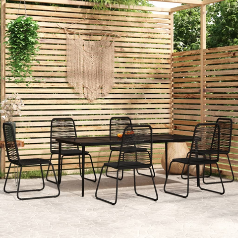 vidaXL 7 Piece Patio Dining Set Black - Sturdy and Stylish Outdoor Furniture