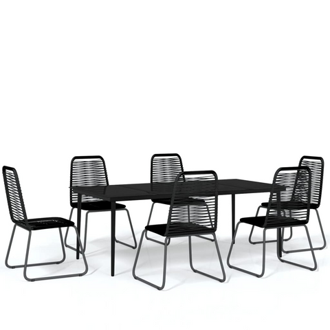 vidaXL 7 Piece Patio Dining Set Black - Sturdy and Stylish Outdoor Furniture