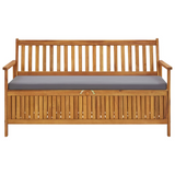 vidaXL Patio Storage Bench with Cushion 58.3" Solid Acacia Wood