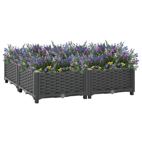 vidaXL Raised Bed 31.5"x31.5"x9.1" Polypropylene - Sturdy Garden Planter for Plants, Vegetables, Herbs, and Flowers