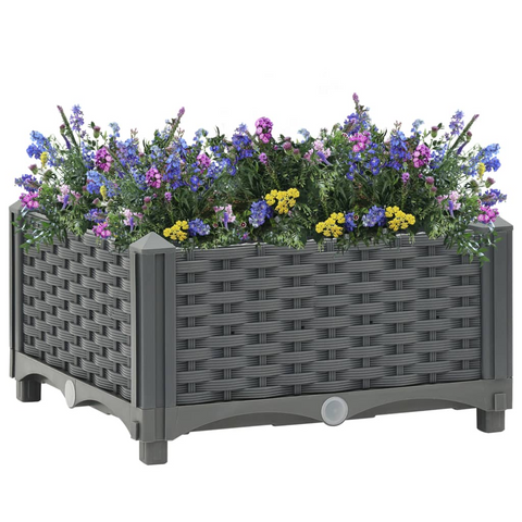 vidaXL Raised Bed 15.7"x15.7"x9.1" Polypropylene - Sturdy Planter for Gardens, Balconies, and Patios