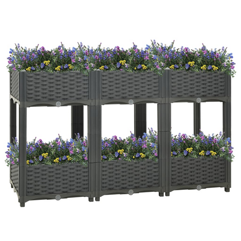 vidaXL Raised Bed 47.2"x15.7"x28" Polypropylene - Ideal Garden Planter for DIY Enthusiasts