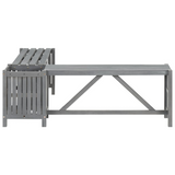 vidaXL Patio Corner Bench with Planter 46.1" Solid Acacia Wood Gray