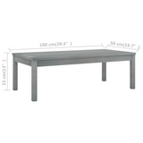 vidaXL Coffee Table 39.4"x19.7"x13" Gray Solid Acacia Wood - Outdoor Furniture