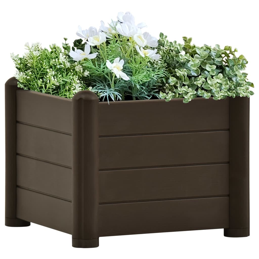 vidaXL Garden Raised Bed PP Mocha 16.9"x16.9"x13.8" - Indoor and Outdoor Plant Planter