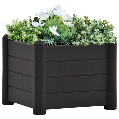 vidaXL Garden Raised Bed PP Anthracite 16.9"x16.9"x13.8" - Deep and Wide Planter for Plants, Vegetables, Herbs, and Flowers