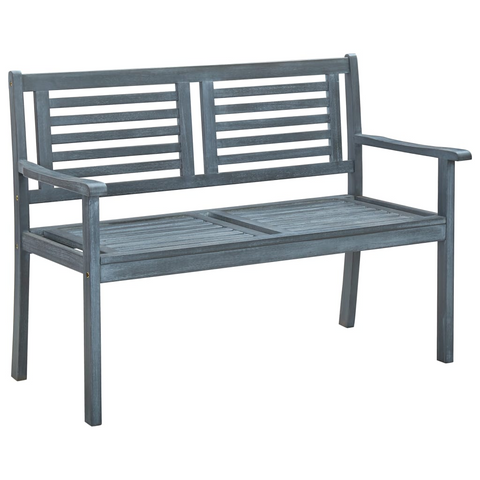 vidaXL 2-Seater Patio Bench - Gray Solid Eucalyptus Wood