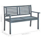 vidaXL 2-Seater Patio Bench - Gray Solid Eucalyptus Wood