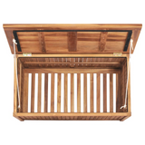 vidaXL Patio Storage Box 35.4"x19.7"x22.8" Solid Teak Wood - Rustic Charm for Outdoor and Indoor Living Spaces