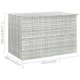 vidaXL Patio Storage Box Light Gray 59.1"x39.4"x39.4" Poly Rattan - Outdoor and Indoor Storage Solution