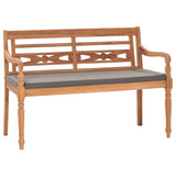 vidaXL Batavia Bench with Dark Gray Cushion 47.2" Solid Teak Wood - Outdoor Garden Furniture