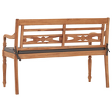 vidaXL Batavia Bench with Dark Gray Cushion 47.2" Solid Teak Wood - Outdoor Garden Furniture