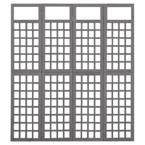 vidaXL 4-Panel Room Divider/Trellis Solid Fir Wood Gray 63.4"x70.9"