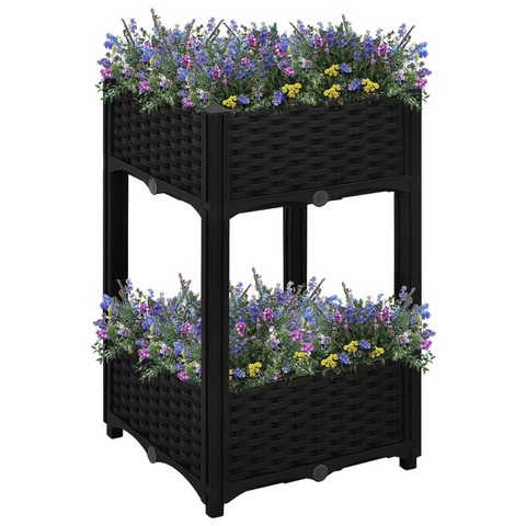 vidaXL Raised Bed 15.7"x15.7"x28" Polypropylene - Sturdy Outdoor Garden Planter