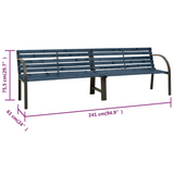 vidaXL Twin Patio Bench 94.9" Chinese Fir Wood Gray - Outdoor Garden Furniture