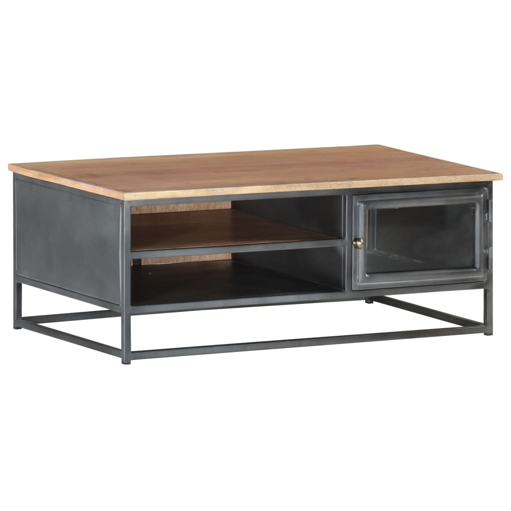 vidaXL Coffee Table Gray 35.4"x19.7"x13.8" Solid Acacia Wood - Stylish and Durable