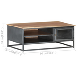 vidaXL Coffee Table Gray 35.4"x19.7"x13.8" Solid Acacia Wood - Stylish and Durable