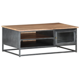 vidaXL Coffee Table Gray 35.4"x19.7"x13.8" Solid Acacia Wood - Stylish and Durable